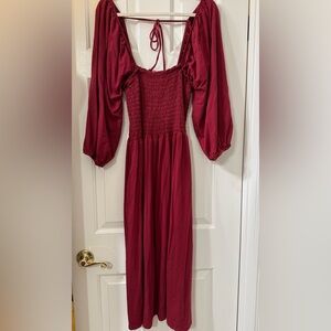Elegant Burgundy Long Sleeve Midi Dress *NWT